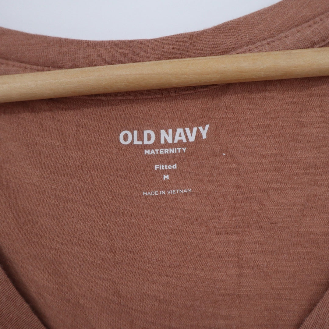 Old Navy Maternity Fitted Side Ruched Scoop Neck Short Sleeve Tee Clay Brown M