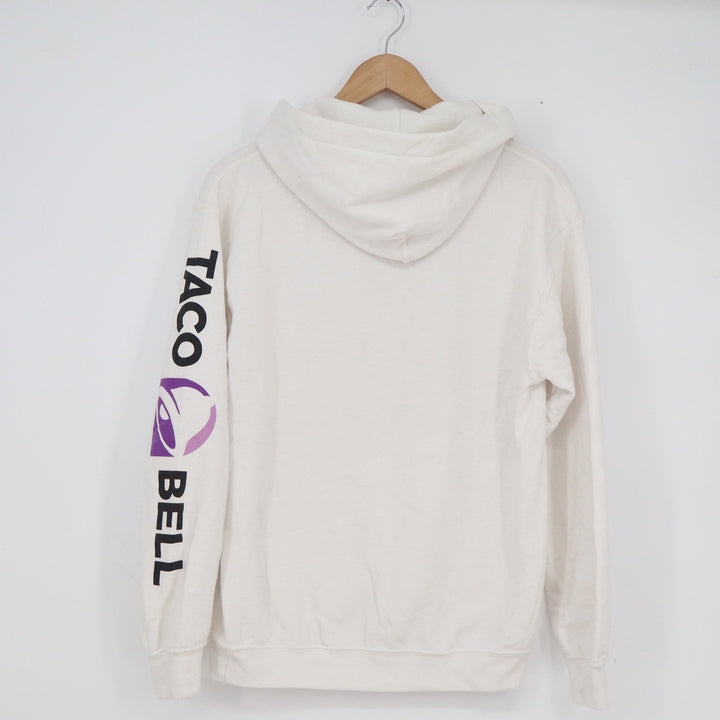 Taco Bell Hoodie White Multi Color Pop Art Logo Sleeve Graphic Mens Small