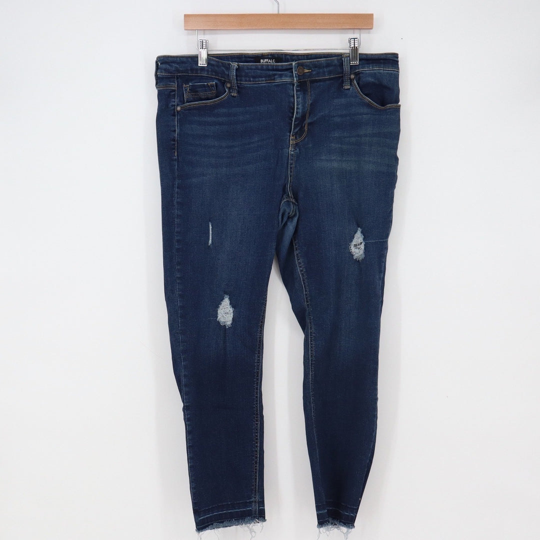 Buffalo Jeans Womens 14 Jess Rip & Repair Blue Distressed Skinny Excellent