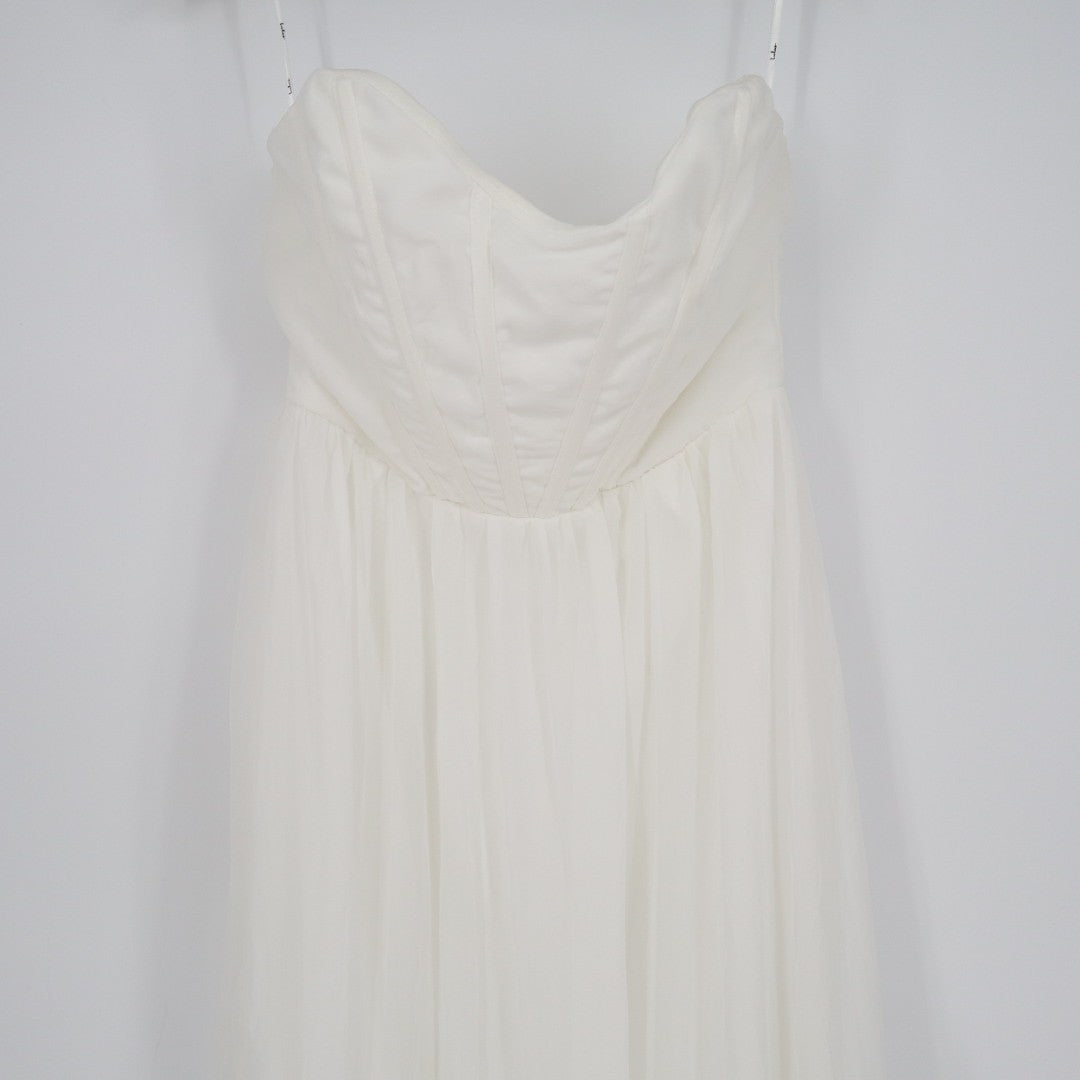 Lulus Special Moment Bustier Maxi Dress Womens Medium White Strapless Sweetheart