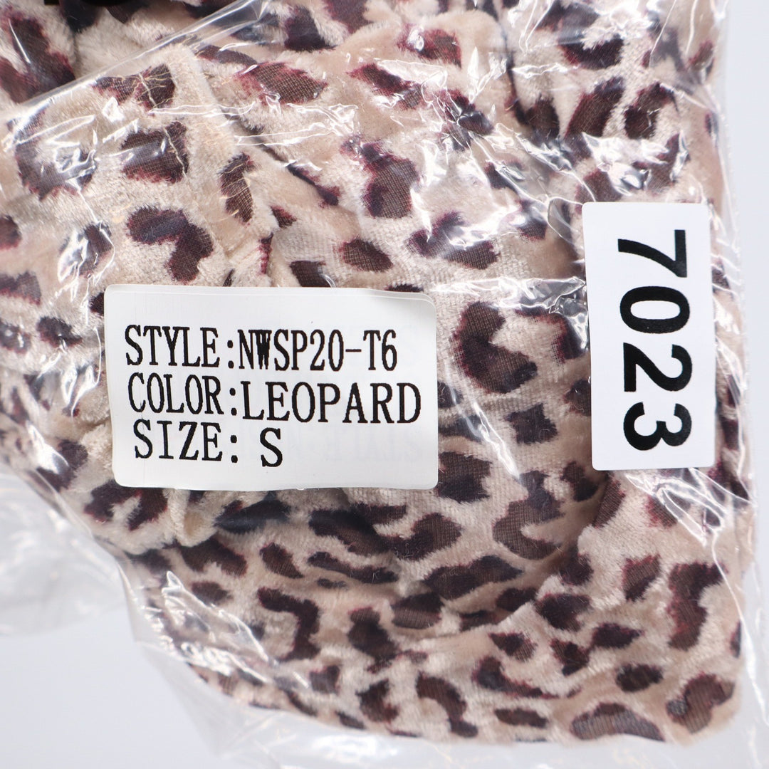 Naked Wardrobe The Statement Leopard Print Crop Top Long Sleeve Smocked Small