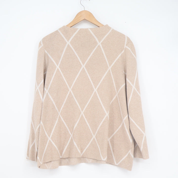 Peyton Primrose Tan White Diamond Knit Pullover Sweater Womens 1X XL
