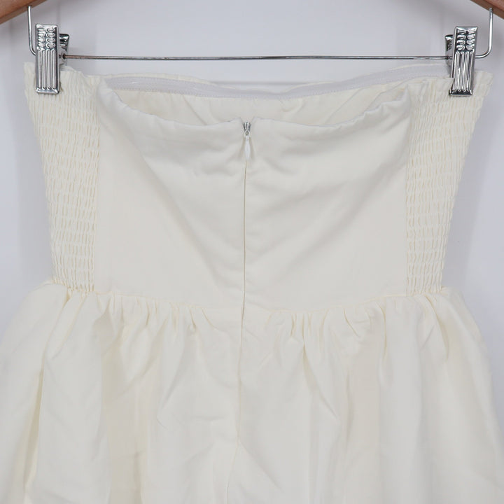 Showpo Shaima White Strapless Pleated Bubble Hem Mini Dress Size 2 NEW