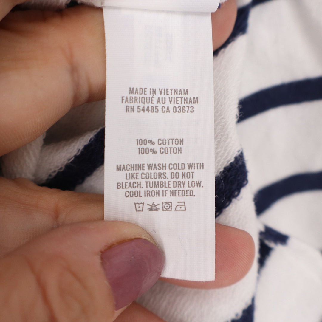 Aerie Women's Navy White Striped Long Sleeve Polo Shirt Cotton Relaxed XS