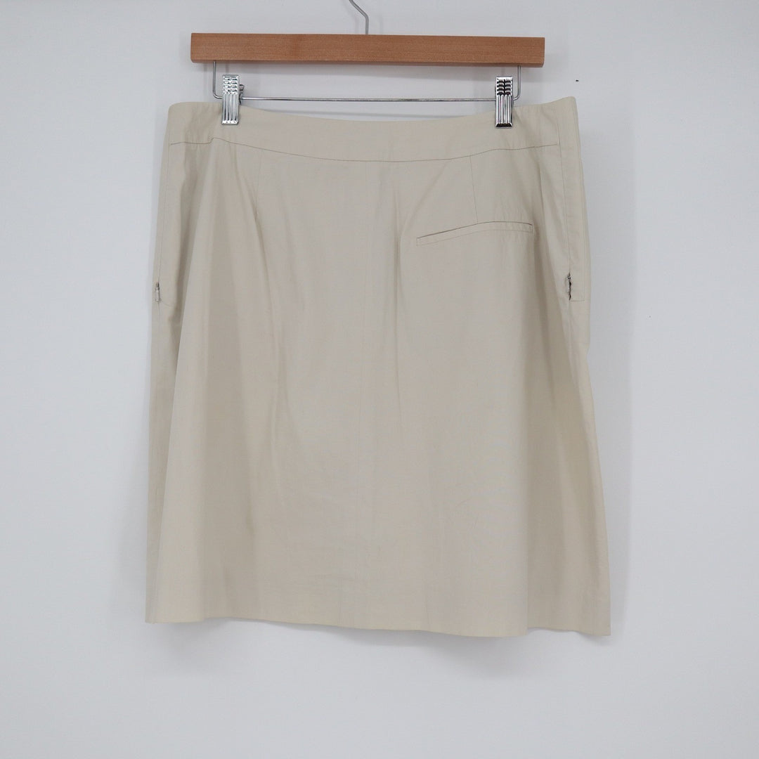 Banana Republic Stretch Beige Cotton Pencil Skirt Size 14 Side Zip Knee Length