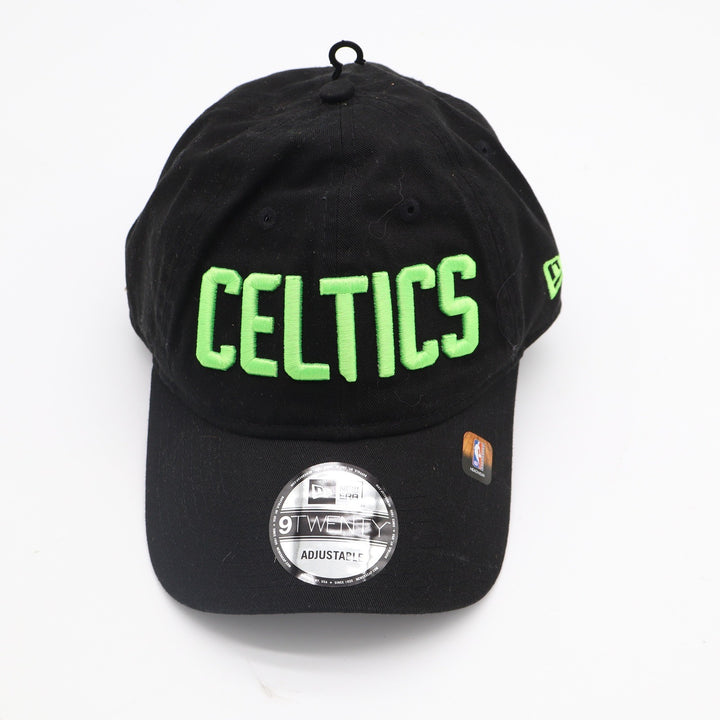 New Era 9TWENTY Boston Celtics Hat Mens Black Neon Green Adjustable NBA