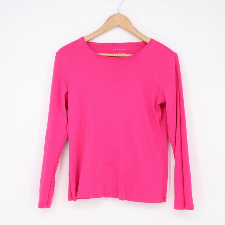 Talbots T-Shirt Women's M Pink Long Sleeve Crew Neck Excellent
