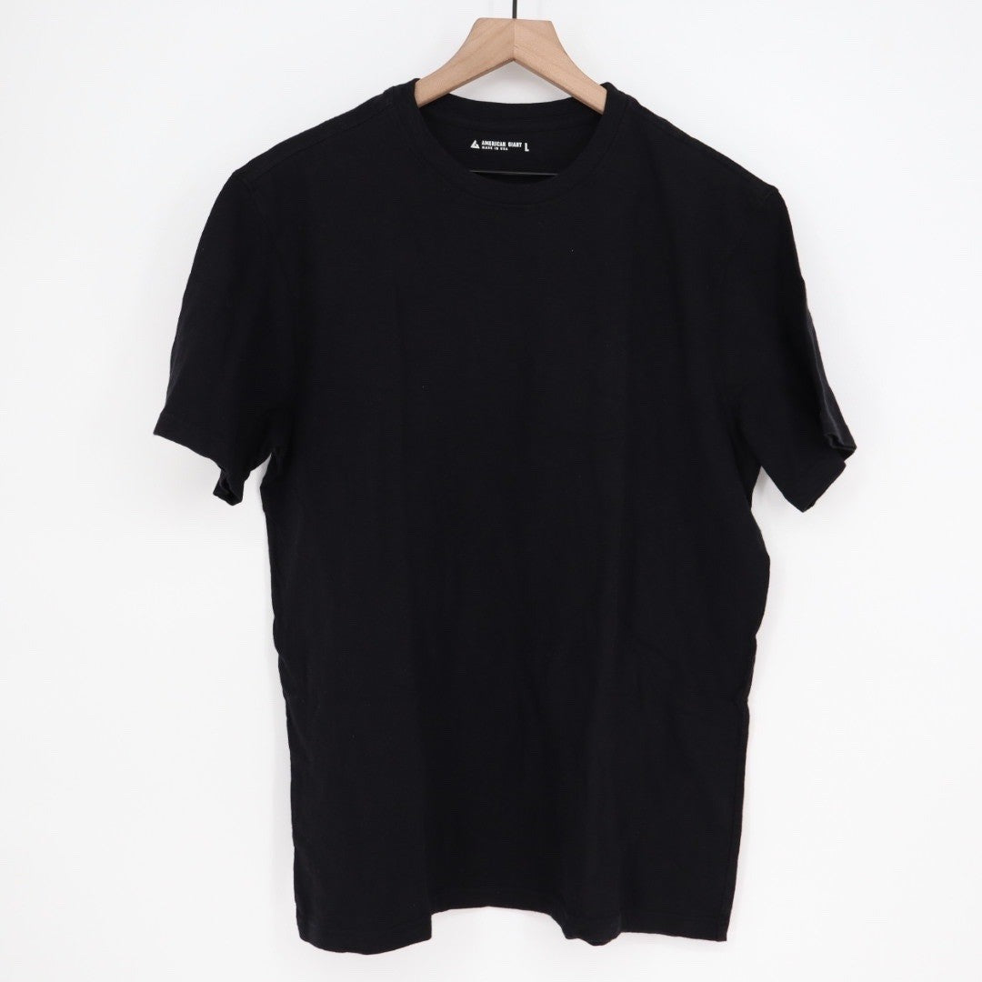AMERICAN GIANT Mens Black Crew Neck T Shirt Size L Made in USA Cotton