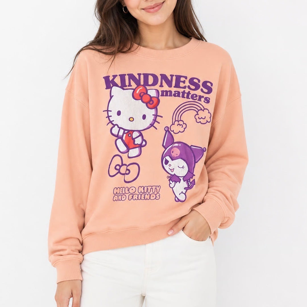 Sanrio Hello Kitty and Friends Kindness Matters Peach Sweatshirt Large