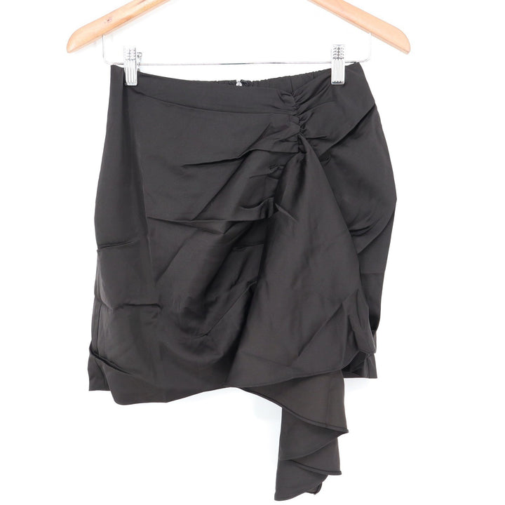 Naked Wardrobe The Statement Black Ruched Ruffle Mini Skirt Small