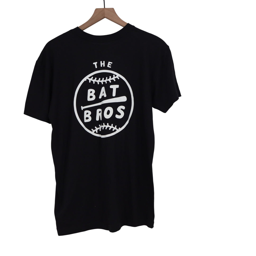 Baseballism Mens The Bat Bros Script Graphic T-Shirt Black Size M