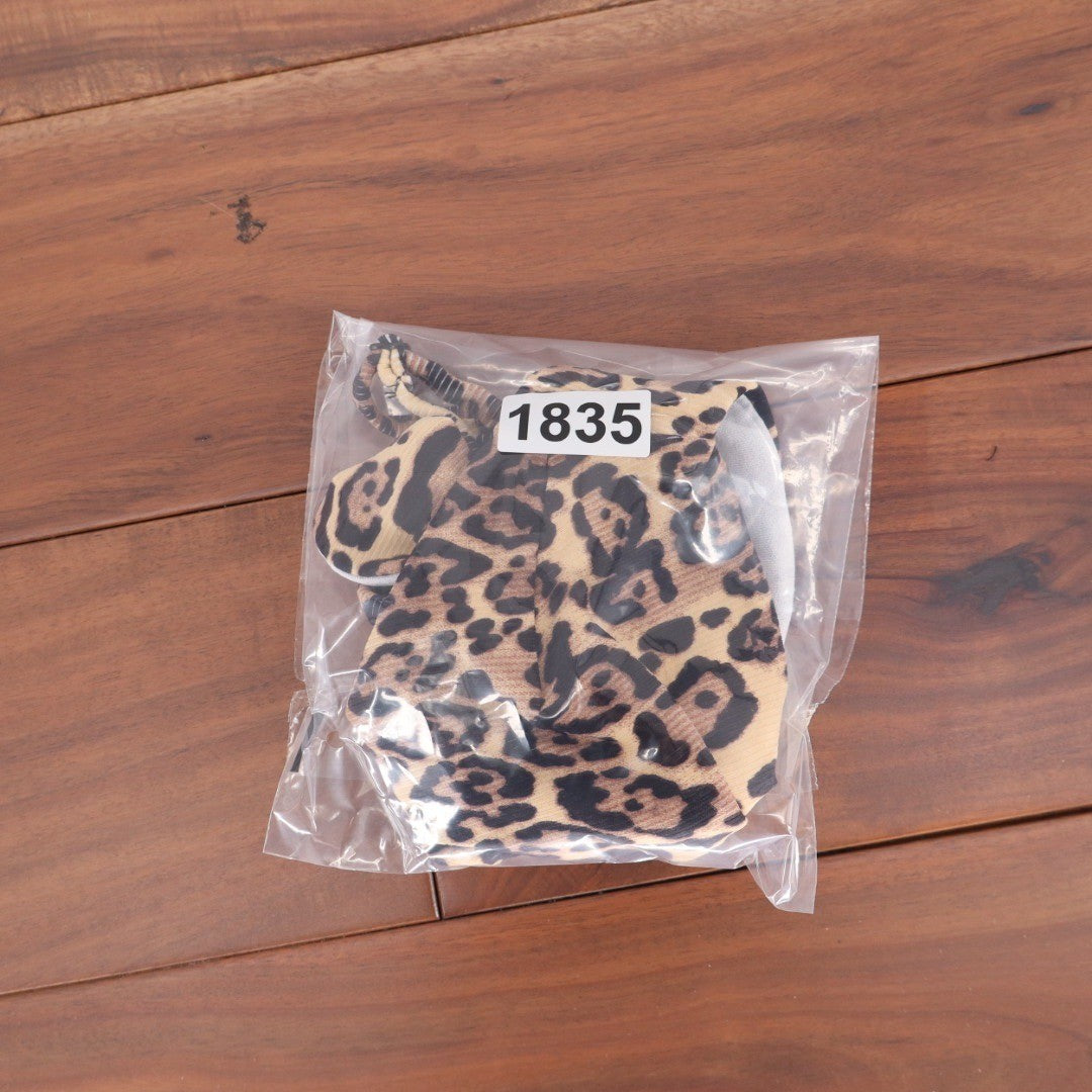 ASOS DESIGN Leopard Print Triangle Bikini Top Knot Detail Swimwear US 2