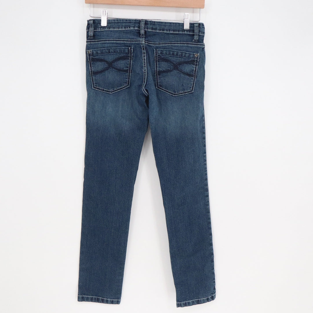 Lola Dark Wash Skinny Jeans Size 9 Blue Denim Stretch Mid Rise Embroidered