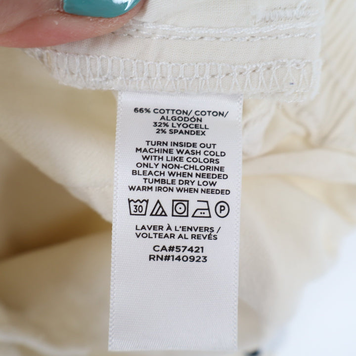 Loft Outlet Cropped Pants Womens Medium Beige Cotton Stretch Mid Rise Wide Leg