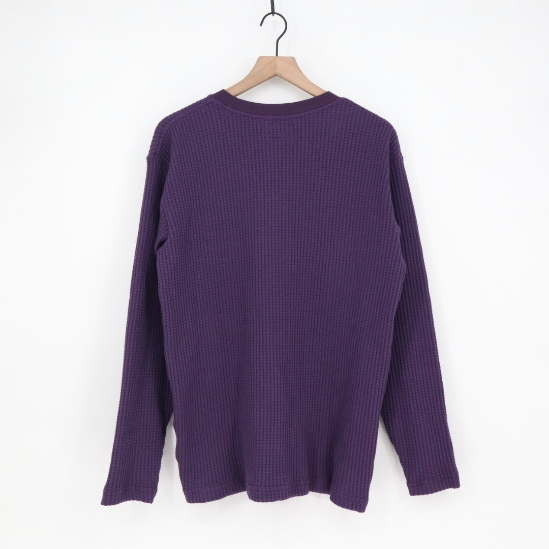American Giant T-Shirt Mens Large Purple Cotton Waffle Knit Stretch Crew Neck