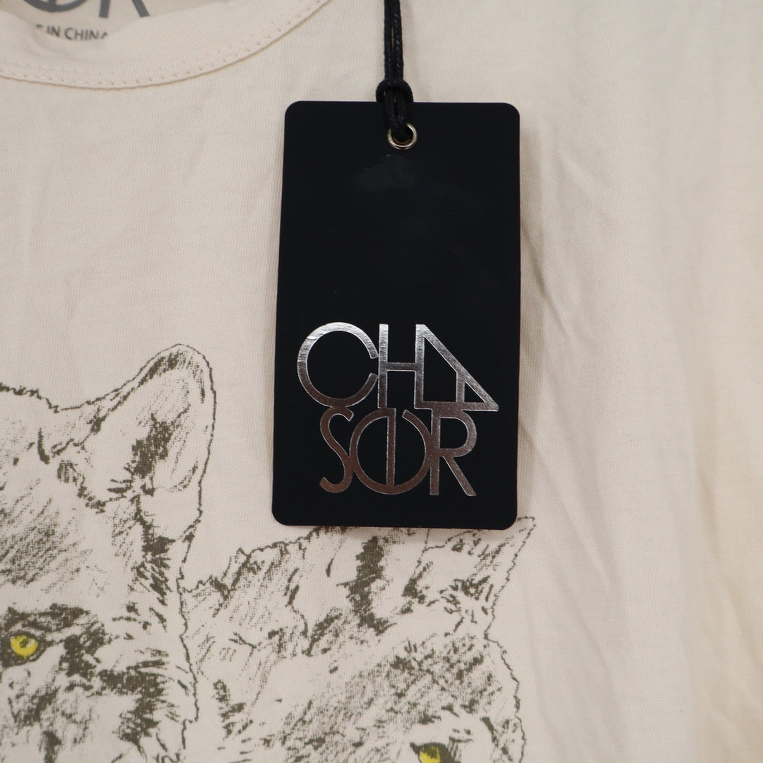 Chaser T-Shirt Mens L Au Lait Triple Wolf Graphic Cream NWOT