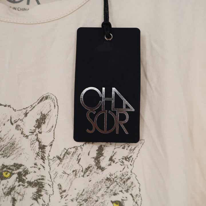 Chaser T-Shirt Mens L Au Lait Triple Wolf Graphic Cream NWOT