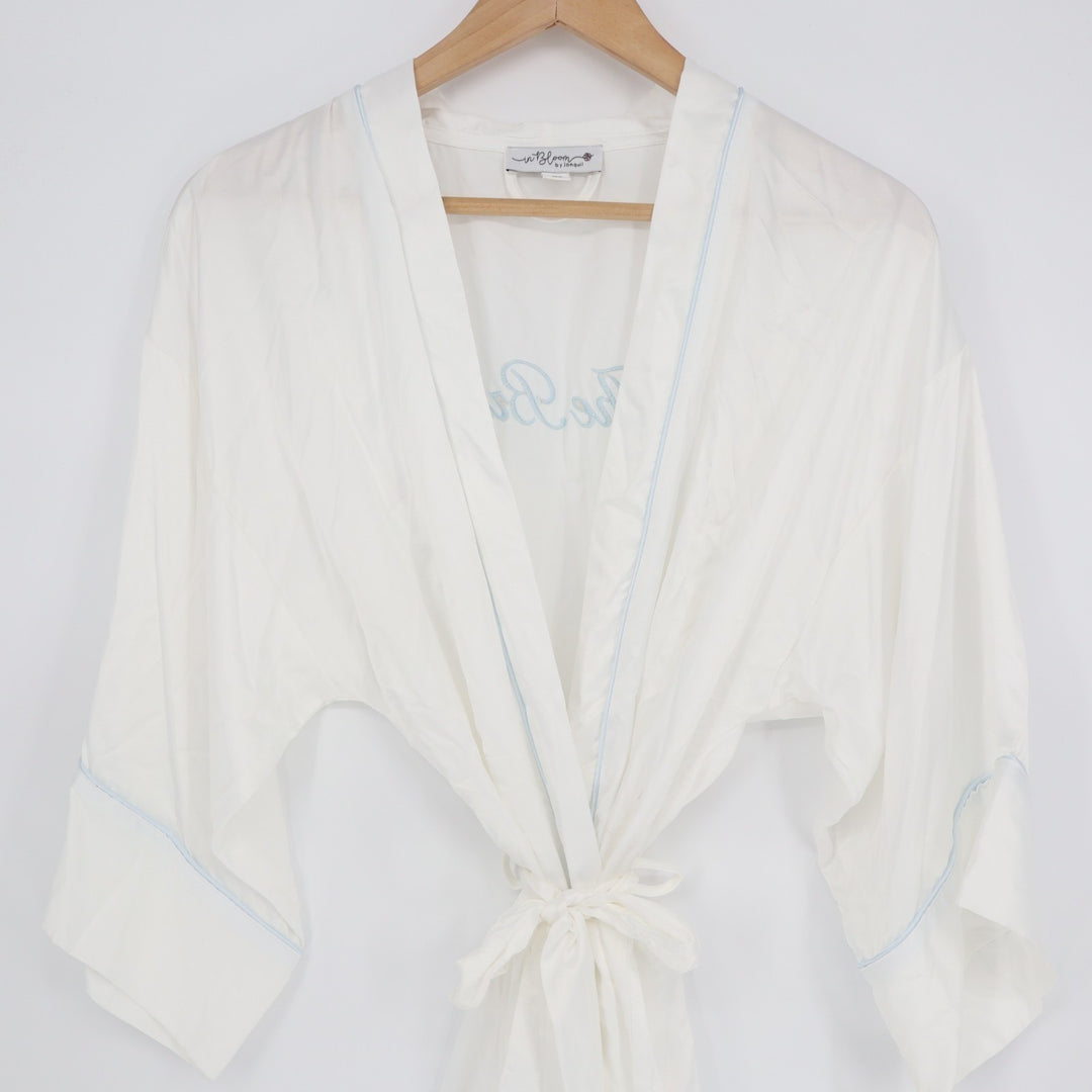 In Bloom by Jonquil The Bride Wrap Robe Womens Medium White 3/4 Dolman Sleeve