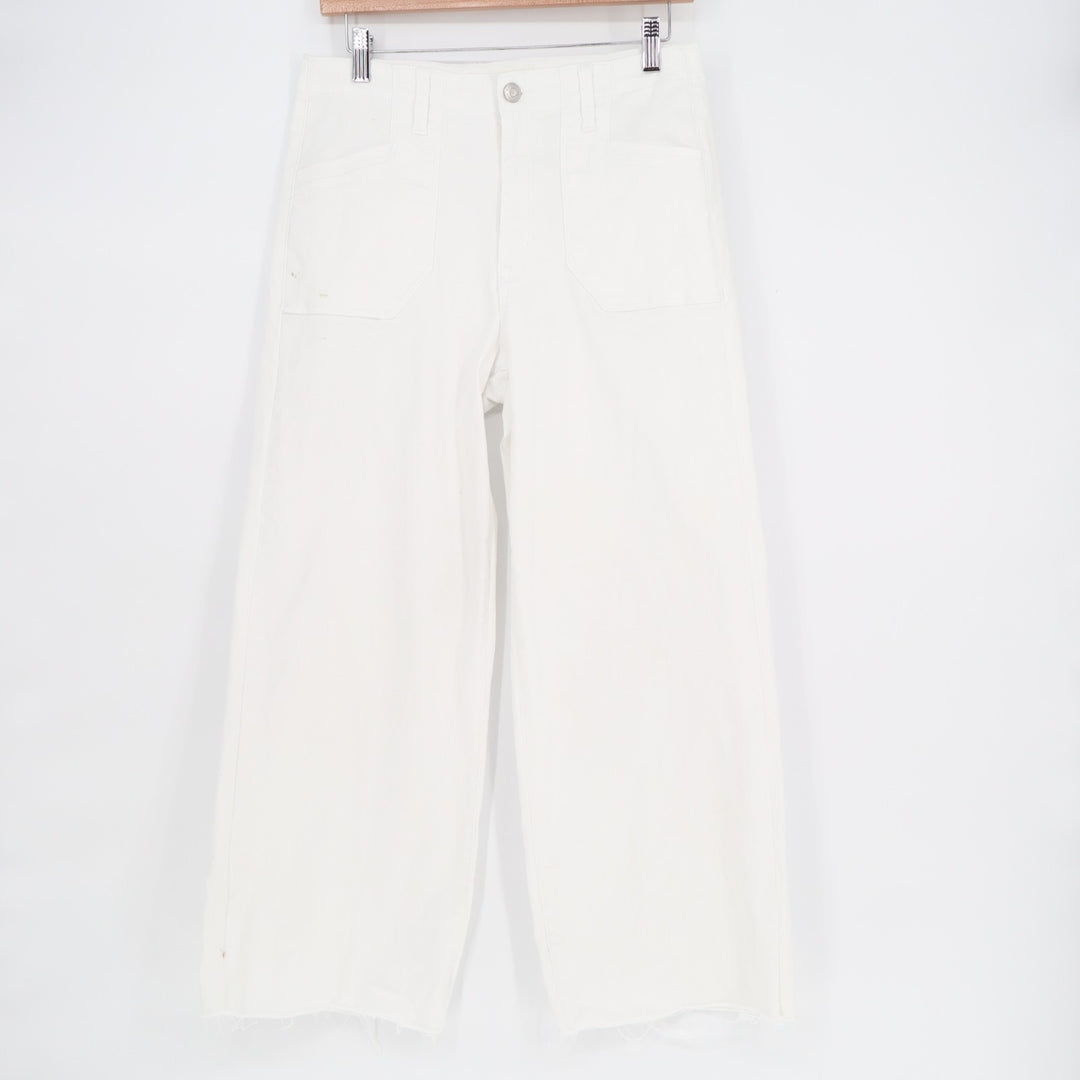 Kensie Jeans Womens 4/27 Tall White Denim Cotton Stretch Raw Hem Straight Leg