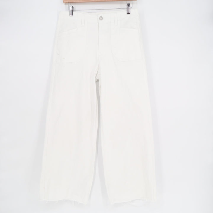 Kensie Jeans Womens 4/27 Tall White Denim Cotton Stretch Raw Hem Straight Leg