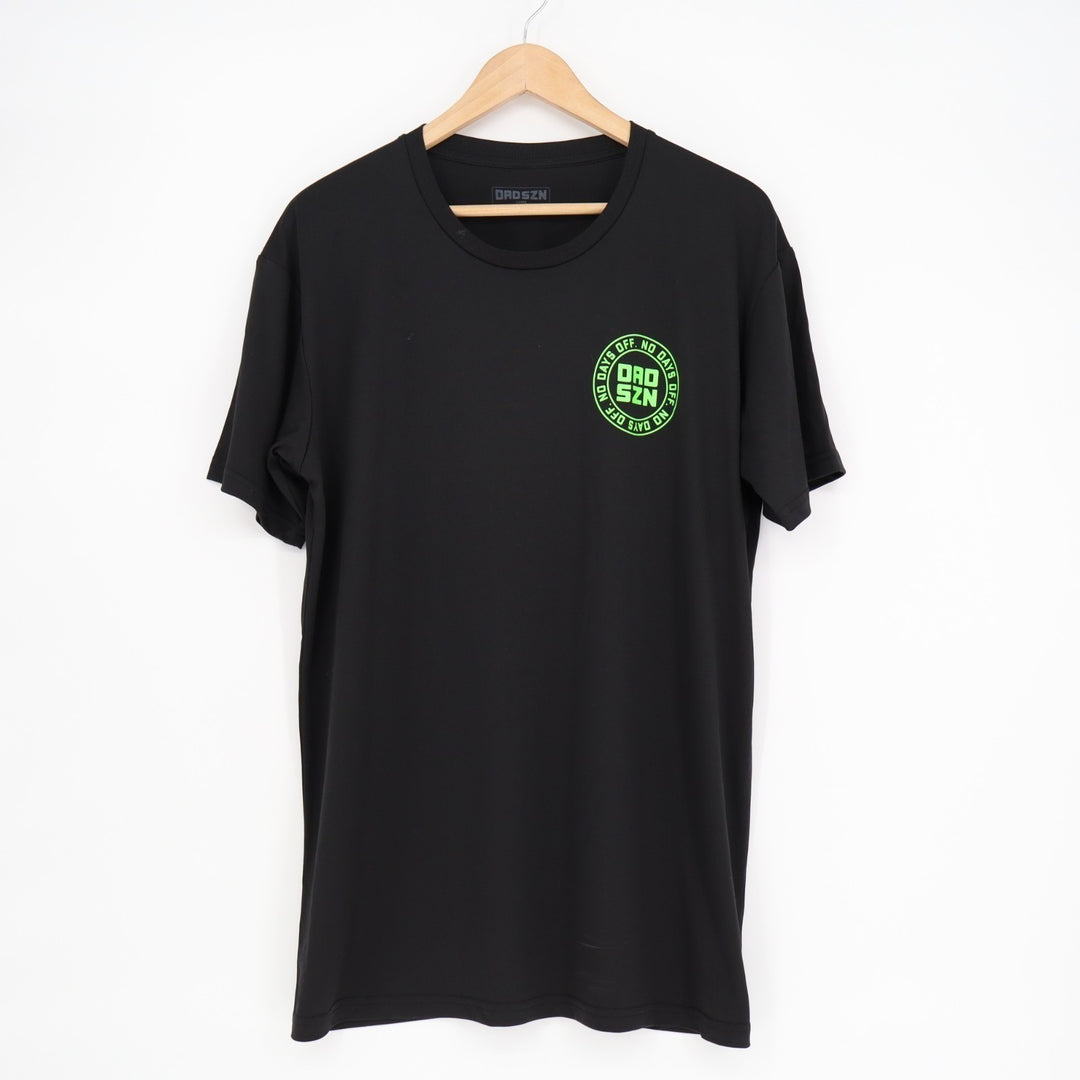 Dad SZN Neon Training T Shirt Mens Large Black No Days Off Short Sleeve Pullover