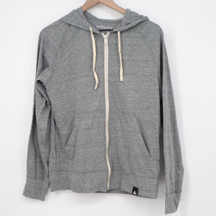 American Giant Lightweight Full Zip Hoodie Womens S Heather Gray Raglan Sleeve