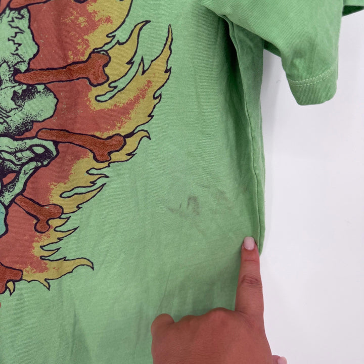 American Eagle x Metallica Graphic T-Shirt Skull Flower Flame Green Medium