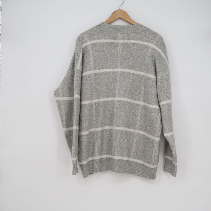 A New Day Womens Grey Windowpane Plaid Button Front Cardigan Sweater Size M