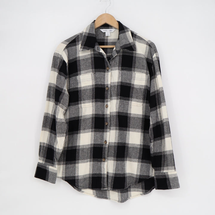 Old Navy The Boyfriend Flannel Shirt Womens Medium Multicolor Plaid Button Up
