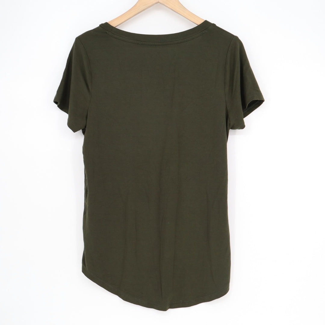 Market Spruce T-Shirt Womens M Olive Green Short Sleeve Front Pocket Crew Neck