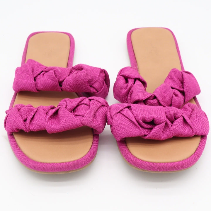 Universal Thread Womens Magenta Pink Braided Double Strap Slide Sandals Size 9