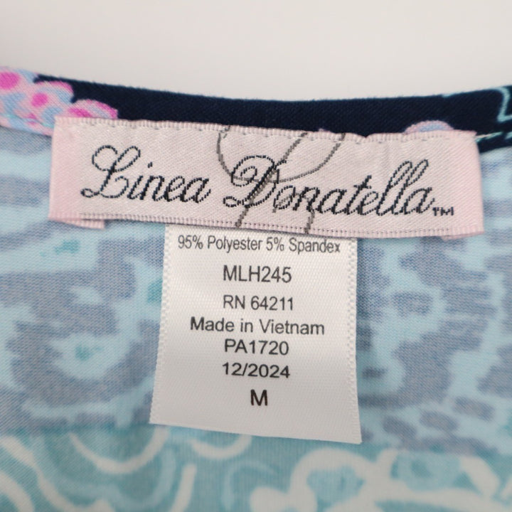 Linea Donatella Chemise Sleepwear Womens M Blue Printed Stretch Adjustable Strap