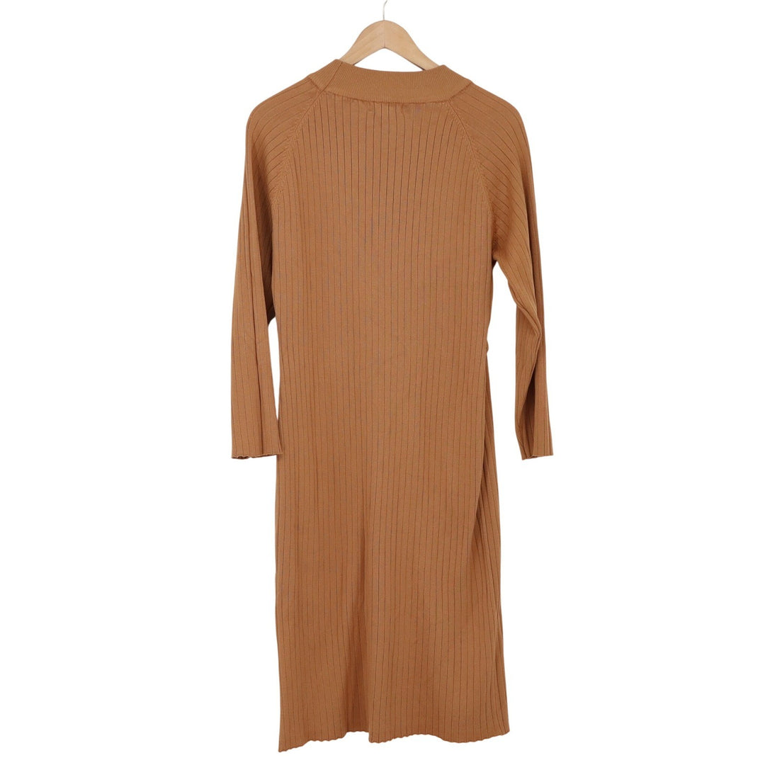 Say What Sweater Dress Womens 3X Ribbed Mock Neck Camel Brown Midi Excellent