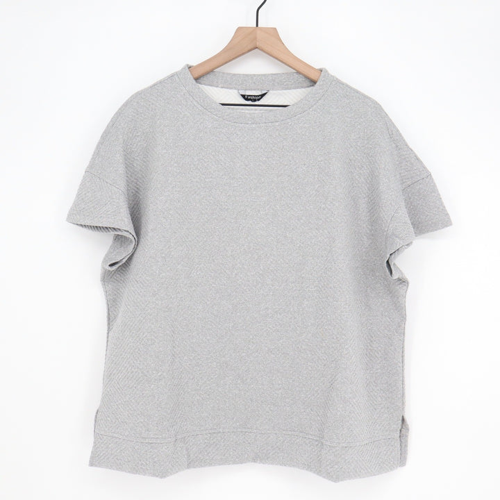 Creation Concept Womens Heather Grey Textured Boxy Short Sleeve Top Large 7005