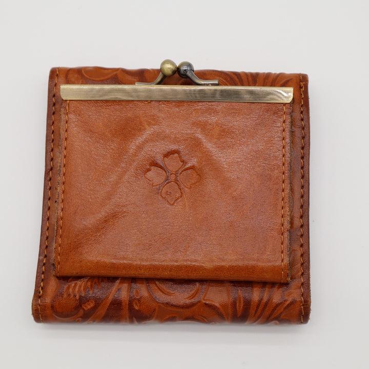 Patricia Nash Reiti Women Bi-Fold Wallet Brown Cognac Burnished Tooled Leather