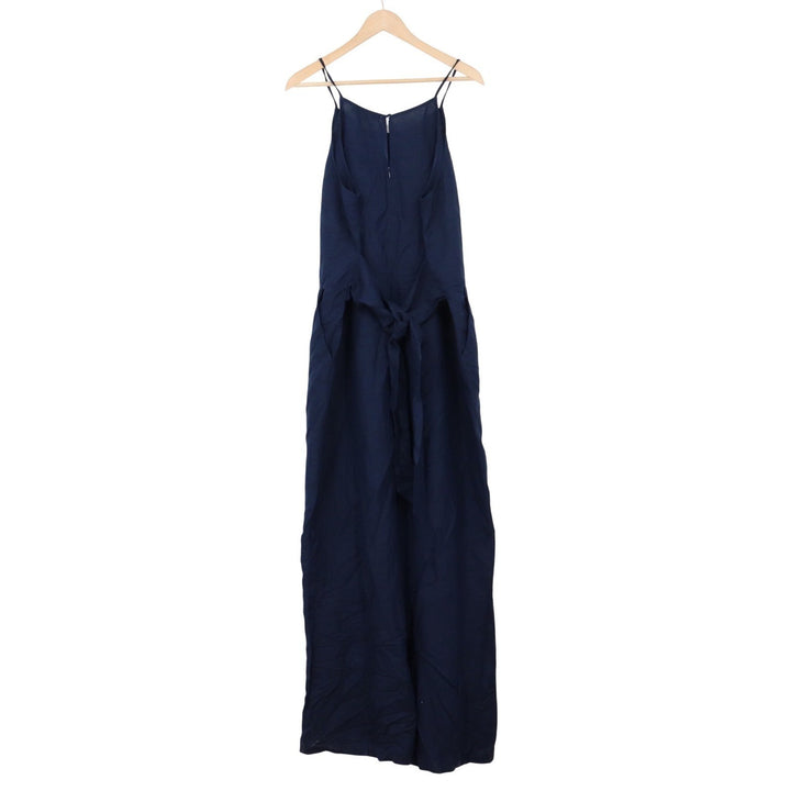 LOFT Navy Blue Linen Blend Wide Leg Tie Back Jumpsuit Size 16 Sleeveless High
