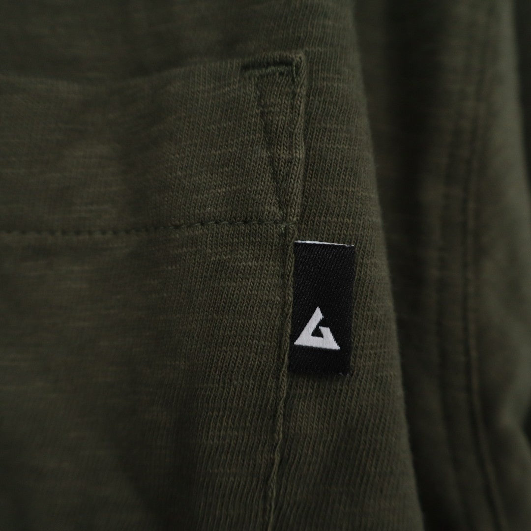 American Giant Premium Slub Shirt Men 2XL Olive Green Cotton Back Yoke Button Up