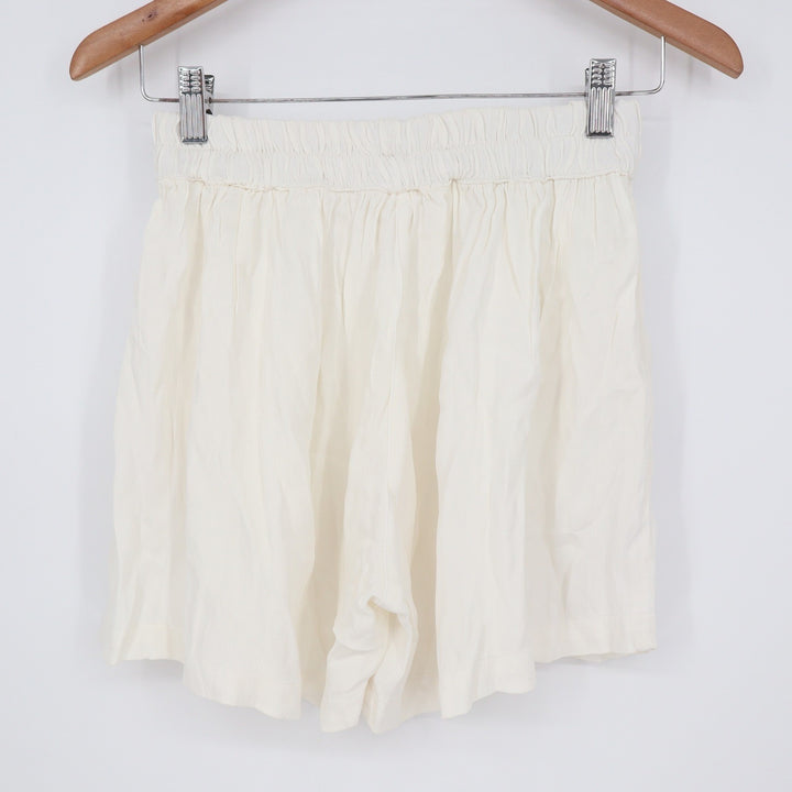 Tina Jo Womens Cream Elastic Waist Flowy Pull On Shorts Small Made in USA