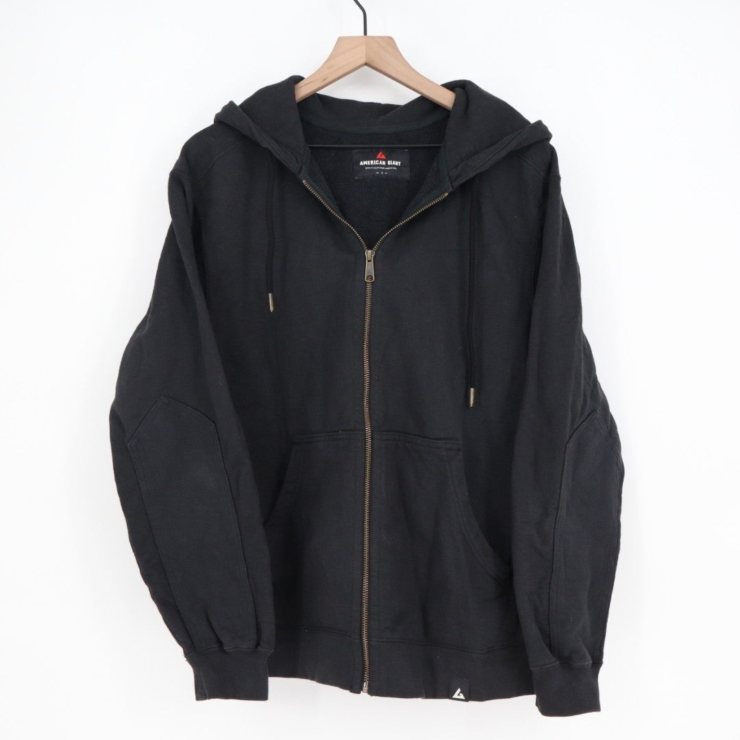 American Giant Relaxed Classic Full Zip Hoodie Mens Small Black Fleece Lined