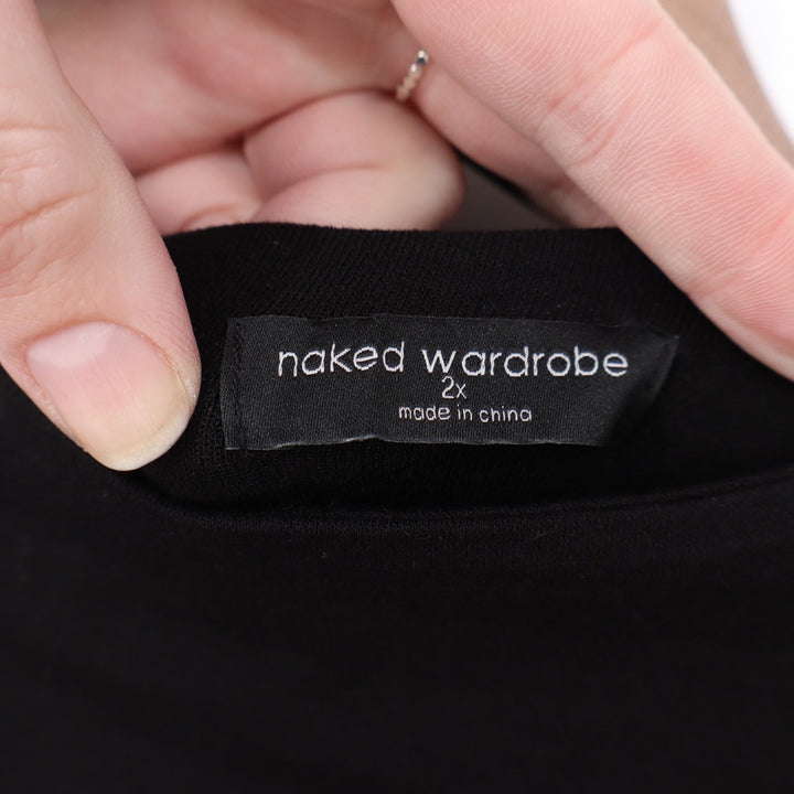 Naked Wardrobe Mens 2X Black Mock Neck Sleeveless Cutout Top