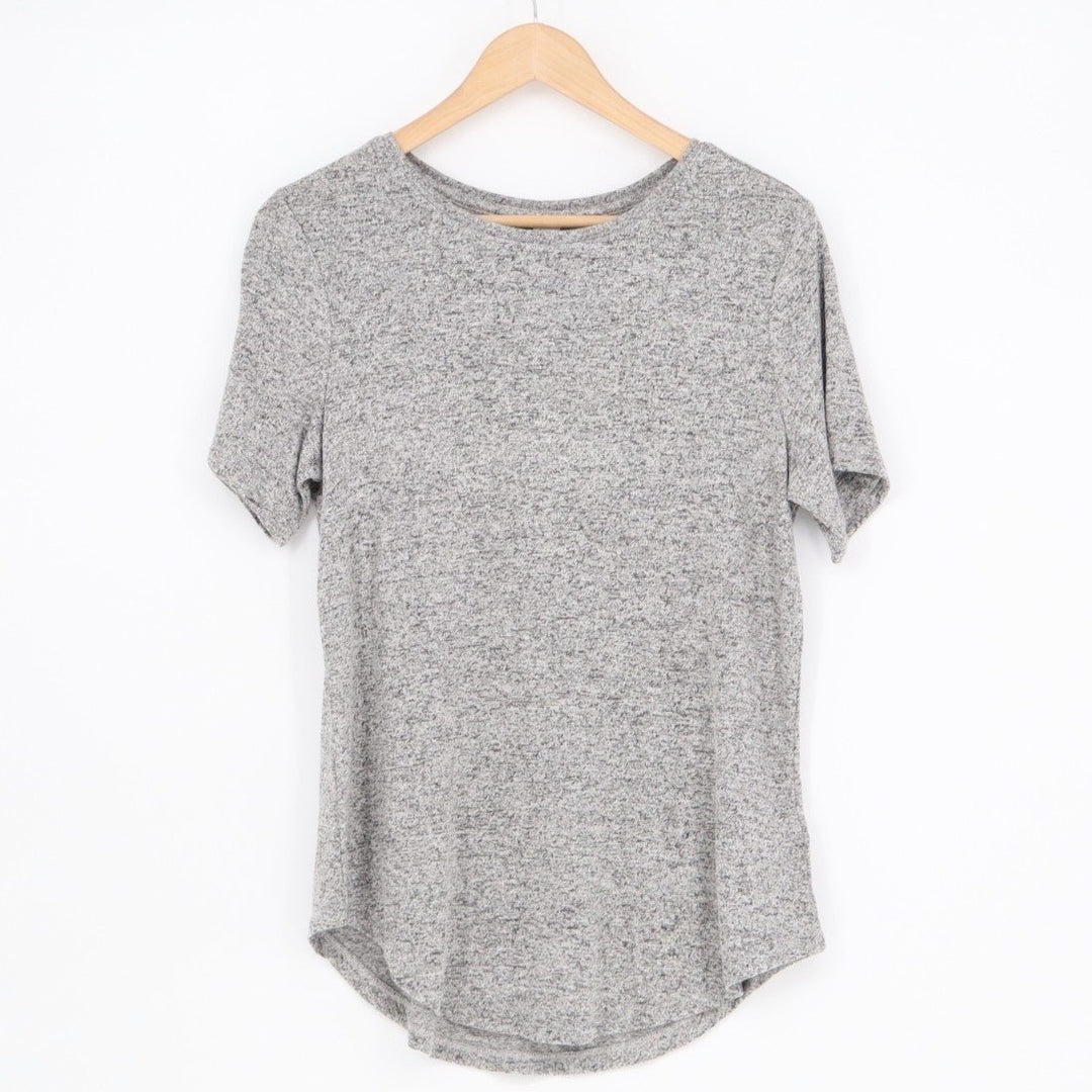 Old Navy Luxe T-Shirt Womens Small Heather Gray Knit Short Sleeve Crew Neck