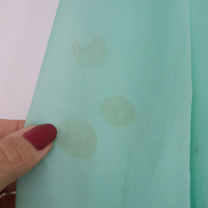 Silence + Noise Mint Green Sheer Chiffon Button Down Blouse V-Neck Small 13606