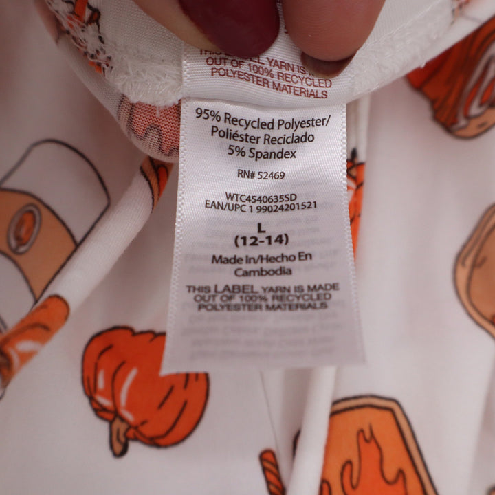 Way to Celebrate Fall Pumpkin Spice Latte Pajama Set Orange White Large 12-14