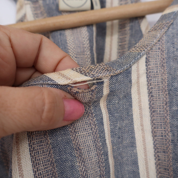 Paper Crane Linen Top Womens S Striped Blue Halter Sleeveless Fair