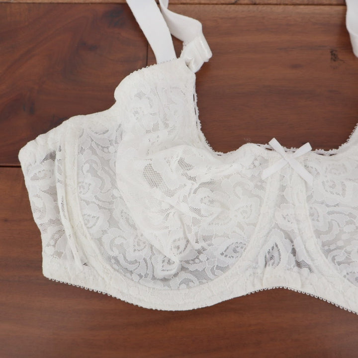 Bali 'N Smooth Push-Up Bra Womens 34C White Floral Sheer Lace Detail Underwire