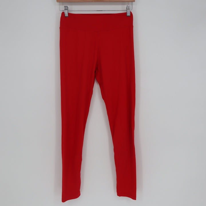 Satina High Waisted Leggings Red One Size OS Full Length Soft Stretch Pants