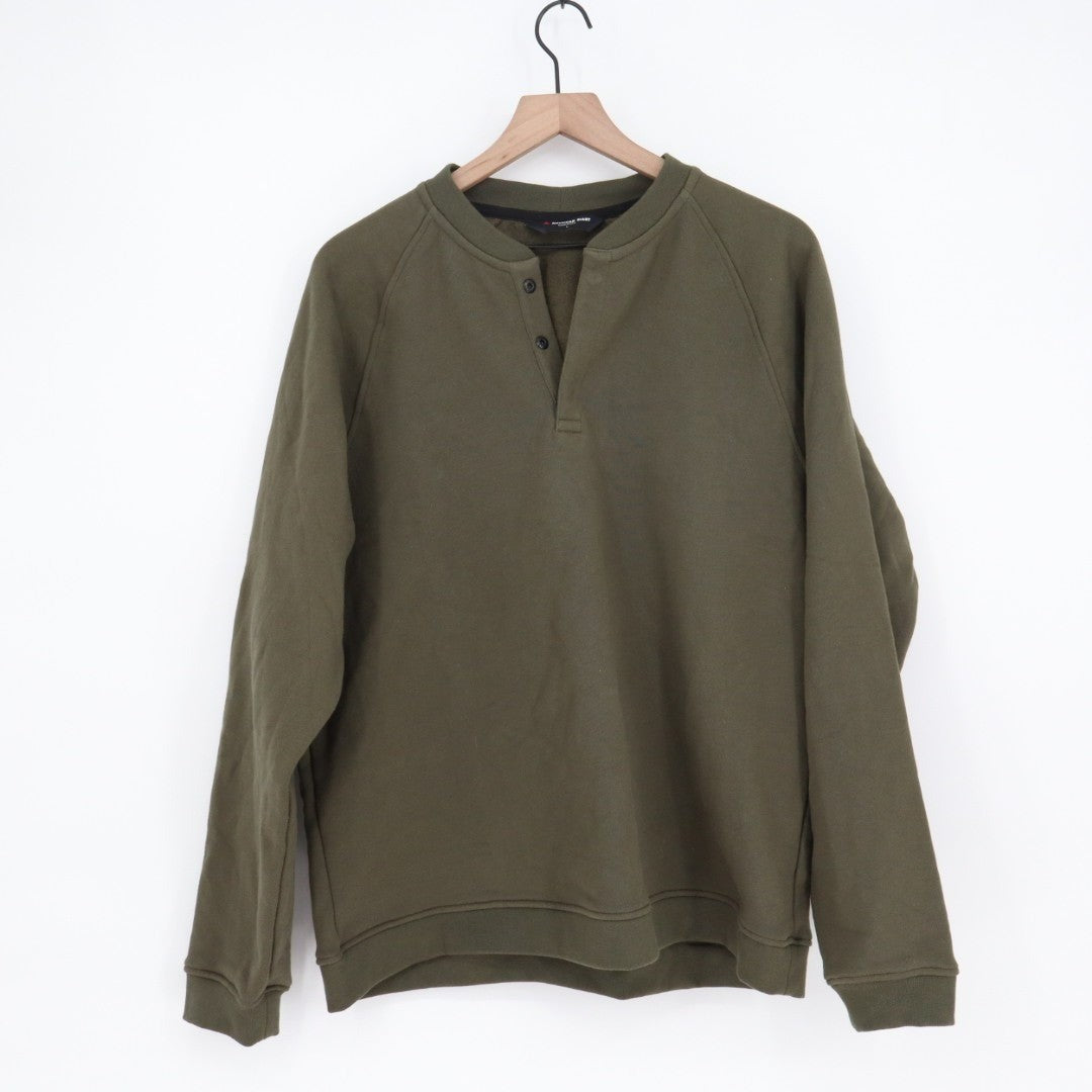 American Giant Midweight Snap Henley Neck Sweatshirt Mens Large Olive Green