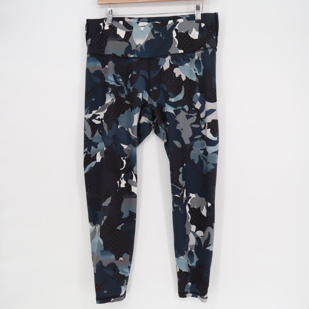 Old Navy Active Elevate Go-Dry Leggings XL Blue Abstract Floral Polka Dot SSA093