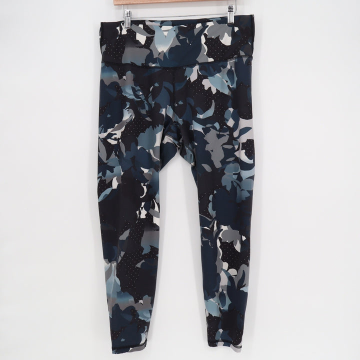 Old Navy Active Elevate Go-Dry Leggings XL Blue Abstract Floral Polka Dot SSA093