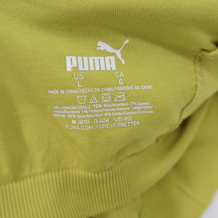 Puma Womens Ribbed Seamless Sports Bra Lime Green Cross Back Size L